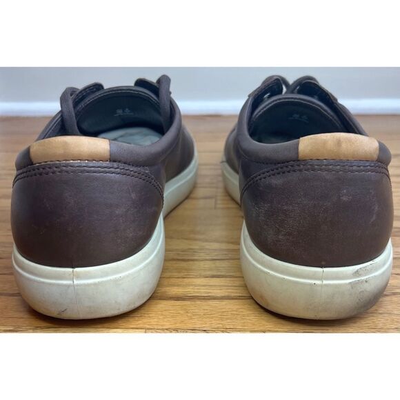Ecco Soft 7 Brown Leather Low Top Lace Up Extra Width Sneaker Casual Shoe Sz 46 - Picture 6 of 13